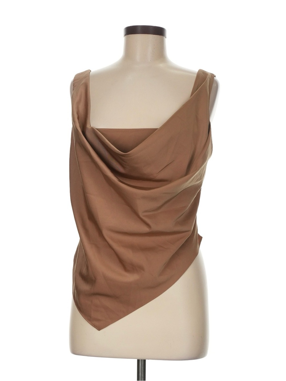 Lucywhims x The Drop Brown Draped Cowl Neck Blouse